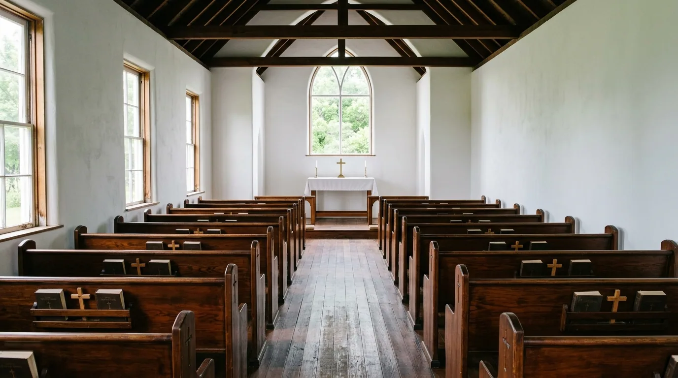 The finished result of professional church pew restoration: the completed work looking clean, — Knoxville, TN